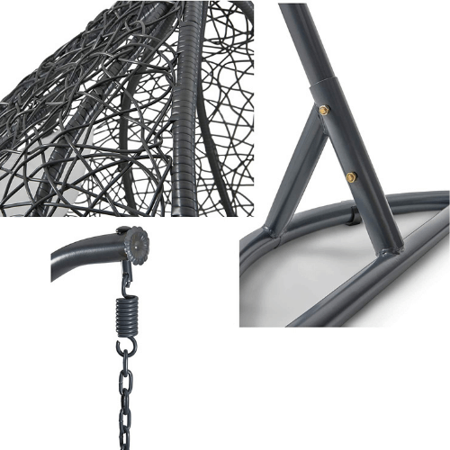 Egg Chair Hanging-  Black Basket & Black Cushion