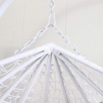 Hanging Egg Chair Double -  White Basket & Brown Cushion