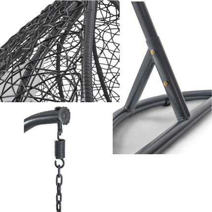 Hanging Egg Chair Double -  Black Basket & Brown Cushion