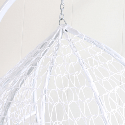 Egg Chair Hanging-  White Basket & White Cushion