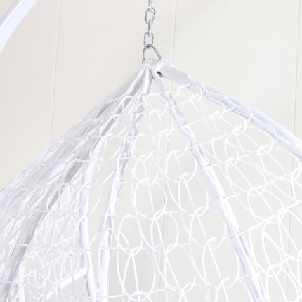 Egg Chair Single Seat - White Basket & Black Cushion
