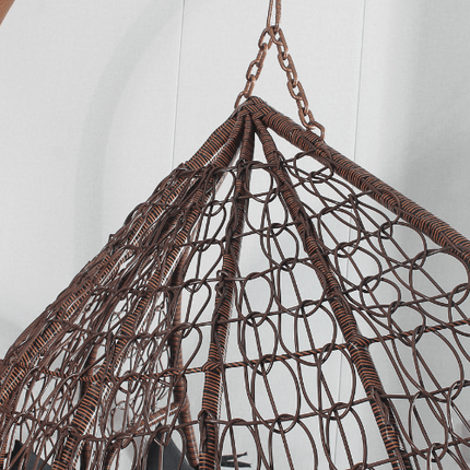 Hanging Egg Chair Double -  Brown Basket & Grey Cushion