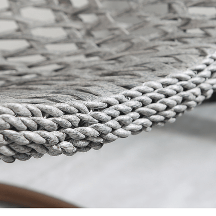 Hanging Egg Chair Rattan Pattern - Grey Basket & Red Cushion