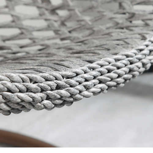 Hanging Egg Chair Rattan Pattern - Grey Basket & Red Cushion