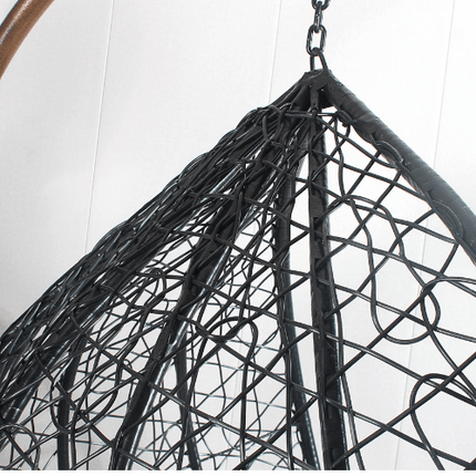Hanging Egg Chair Double -  Black Basket & Brown Cushion