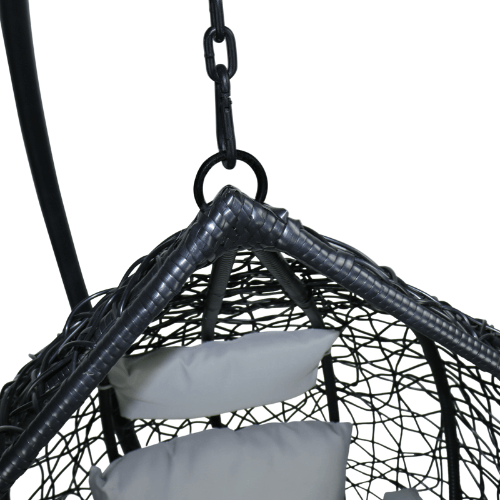 Egg Chair Hanging-  Black Basket & Grey Cushion