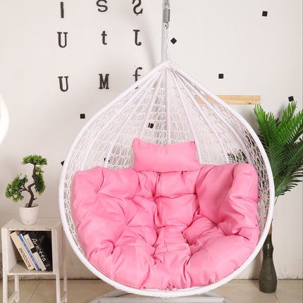 Hanging Egg Chair - White Basket & Pink Cushion