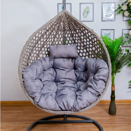 Hanging Egg Chair Luxora Model - Gray Basket & Grey Cushion
