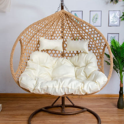 Double Hanging Egg Chair Luxora Model - Beige Basket & Beige Cushion