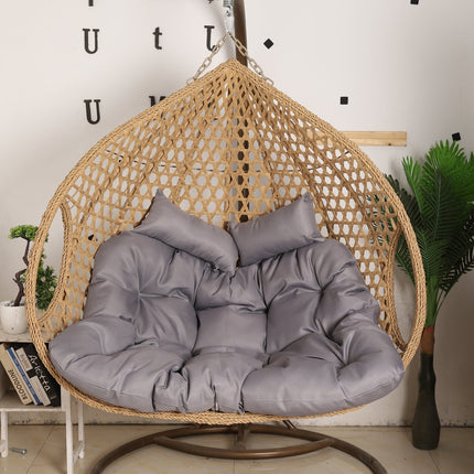 Double Seat Hanging Egg Chair Luxora Model - Beige Basket & Grey Cushion