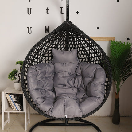 Hanging Egg Chair Luxora Model - Black Basket & Grey Cushion