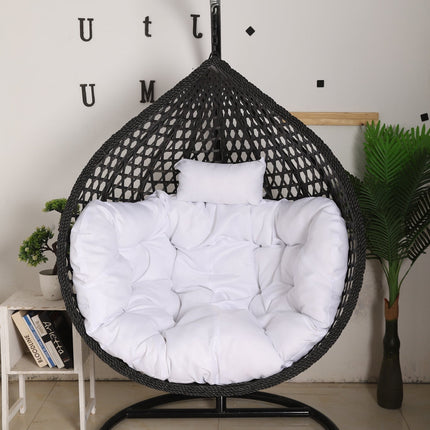 Hanging Egg Chair Luxora Model - Black Basket & White Cushion