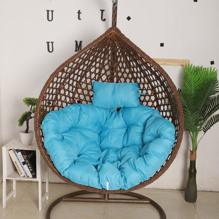 Hanging Egg Chair Luxora Model - Brown Basket & Blue Cushion