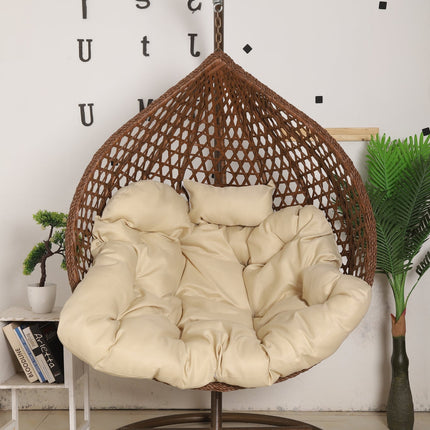 Hanging Egg Chair Luxora Model - Brown Basket & Beige Cushion