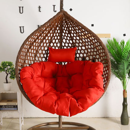 Hanging Egg Chair Luxora Model - Brown Basket & Red Cushion