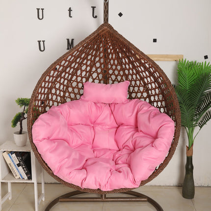 Hanging Egg Chair Luxora Model - Brown Basket & Pink Cushion