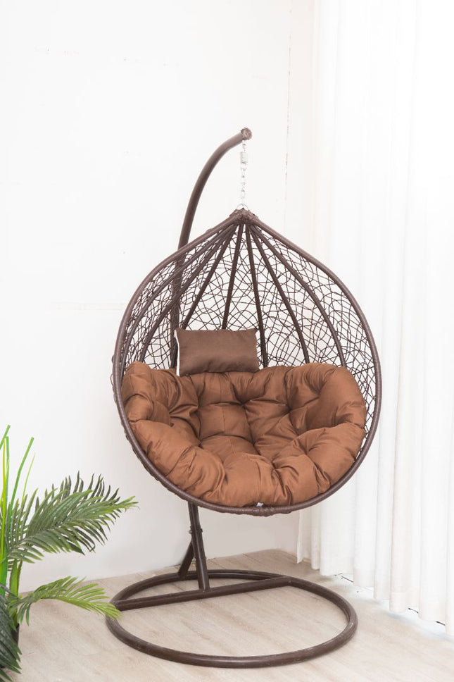 Egg Chair Hanging-  Brown Basket & Brown Cushion