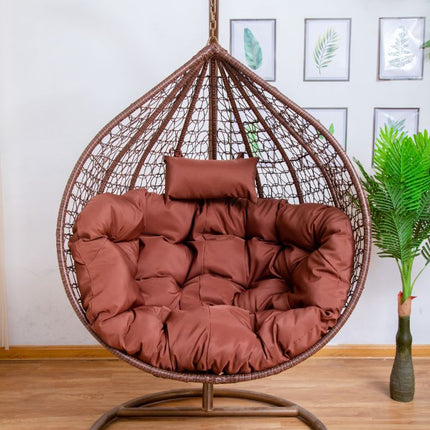 Single Hanging Egg Chair - Brown Basket & Brown Cushion