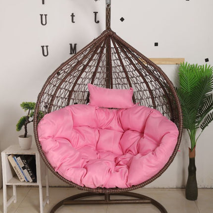 Hanging Egg Chair - Brown Basket & Pink Cushion