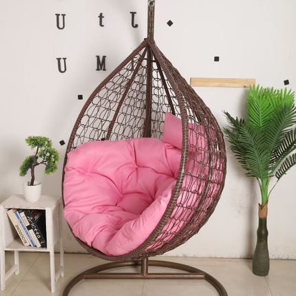 Hanging Egg Chair - Brown Basket & Pink Cushion