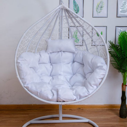 Egg Chair Hanging-  White Basket & White Cushion