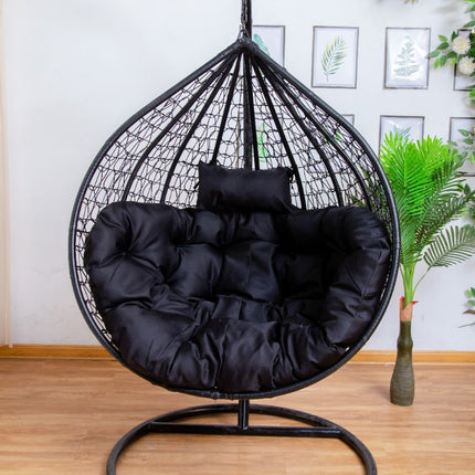Egg Chair Hanging-  Black Basket & Black Cushion