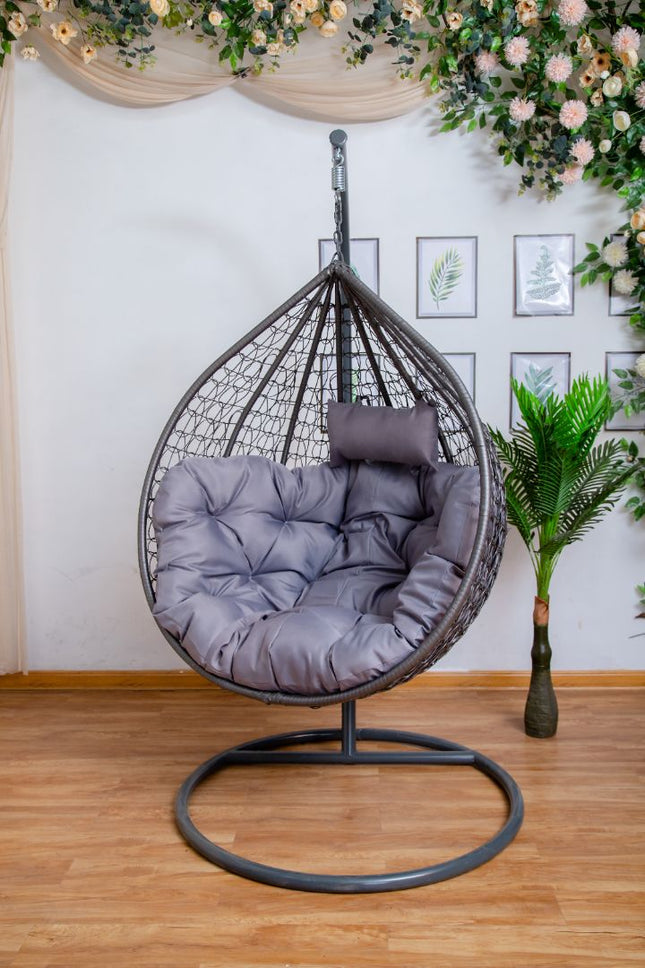 Egg Chair Hanging-  Grey Basket & Grey Cushion
