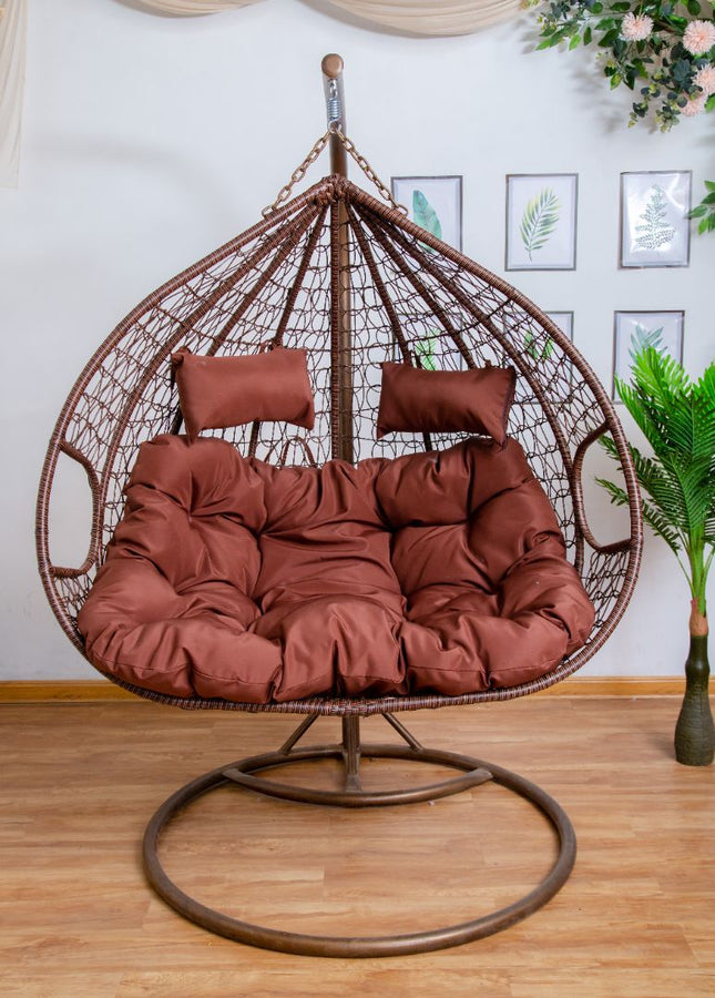Hanging Egg Chair Double - Brown Basket & Brown Cushion