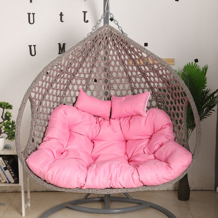 Double Hanging Egg Chair Luxora Model - Grey Basket & Pink Cushion