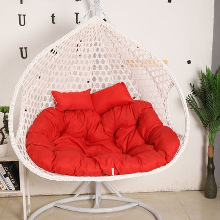 Double Hanging Egg Chair Luxora Model - White Basket & Red Cushion