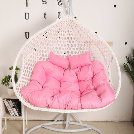 Double Hanging Egg Chair Luxora Model - White Basket & Pink Cushion