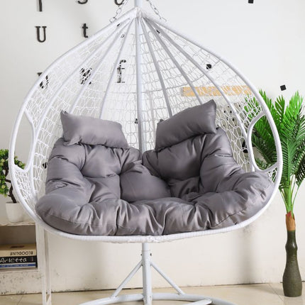 Hanging Egg Chair Double -  White Basket & Grey Cushion