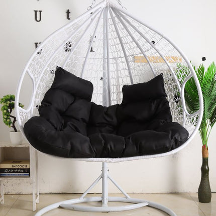 Hanging Egg Chair Double - White Basket & Black Cushion