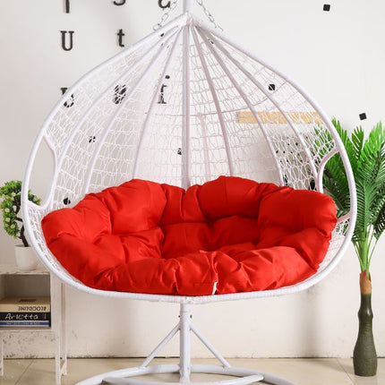 Hanging Egg Chair Double -  White Basket & Red Cushion