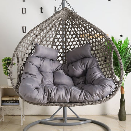 Double Seat Hanging Egg Chair Luxora - Grey Basket & Grey Cushion