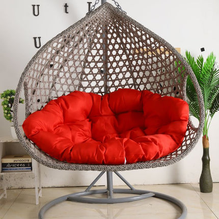 Hanging Egg Chair Double -  Grey Basket & Red Cushion