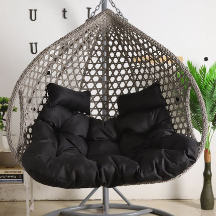 Double Hanging Egg Chair Luxora Model - Grey Basket & Black Cushion