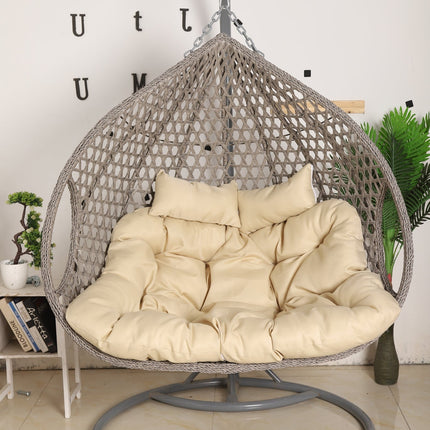 Double Hanging Egg Chair Luxora Model - Grey Basket & Beige Cushion