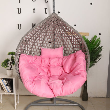 Hanging Egg Chair Luxora Model - Grey Basket & Pink Cushion