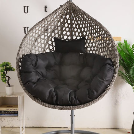 Hanging Egg Chair Luxora Model - Grey Basket & Black Cushion