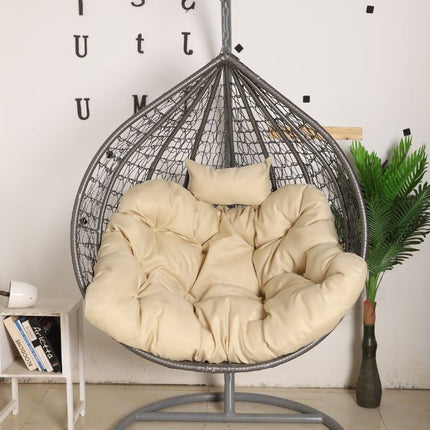 Hanging Egg Chair - Grey Basket & Beige Cushion