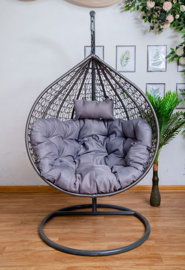 Egg Chair Hanging-  Grey Basket & Grey Cushion
