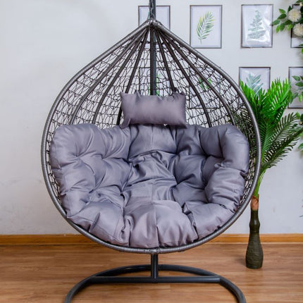 Single Hanging Egg Chair - Grey Basket & Grey Cushion