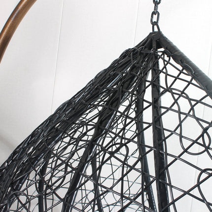 Egg Chair Hanging-  Black Basket & White Cushion