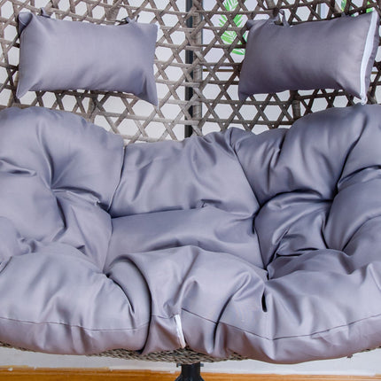Double Hanging Egg Chair Luxora Model - White Basket & Grey Cushion