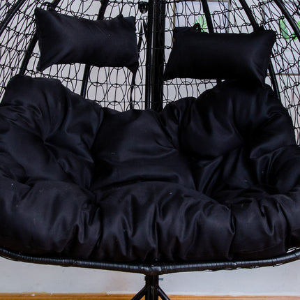 Double Hanging Egg Chair Luxora Model - White Basket & Black Cushion
