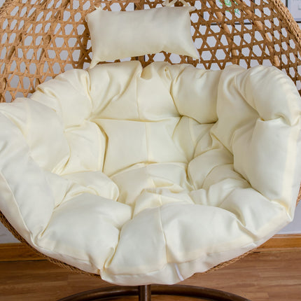 Hanging Egg Chair Luxora Model - Black Basket & Beige Cushion