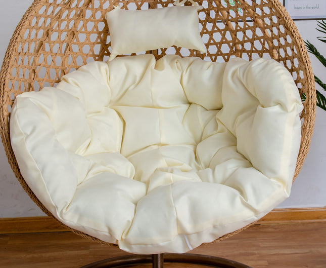 Hanging Egg Chair Luxora Model - Black Basket & Beige Cushion