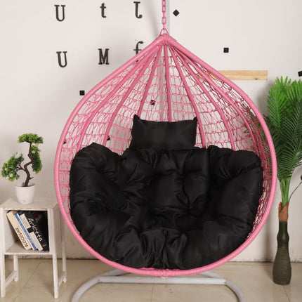 Hanging Egg Chair - Pink Basket & Black Cushion