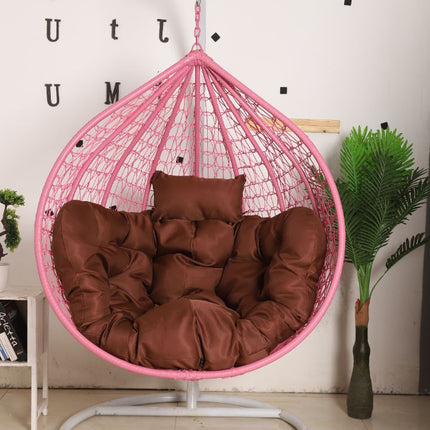 Hanging Egg Chair - Pink Basket & Brown Cushion